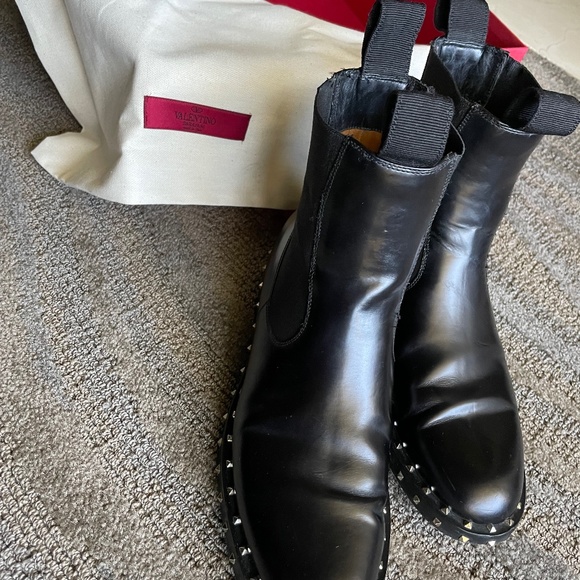 Valentino Rockstud Leather Chelsea Boot 36